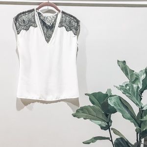 Banana Republic Black Lace Top XS